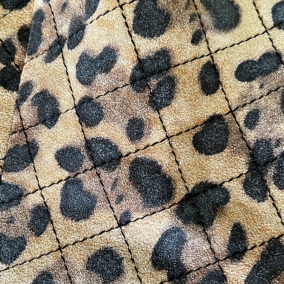 Animal Print Quilted Genuine Leather Jacket with Woven Chain Trim - Picture 15 of 15